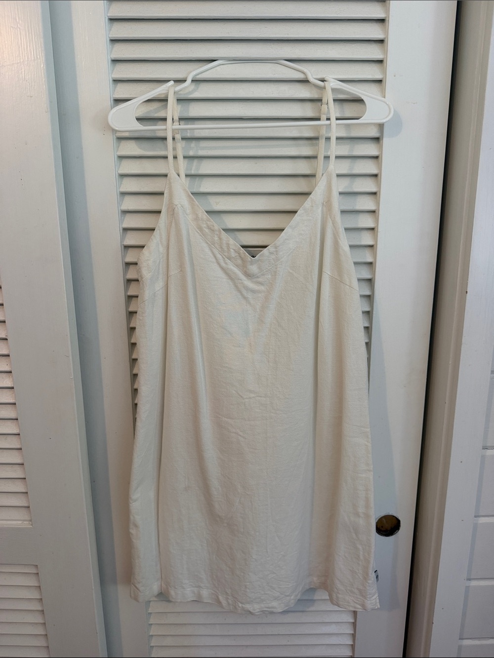 Rhythm Cream V-Neck Slip Dress with Spaghetti Straps